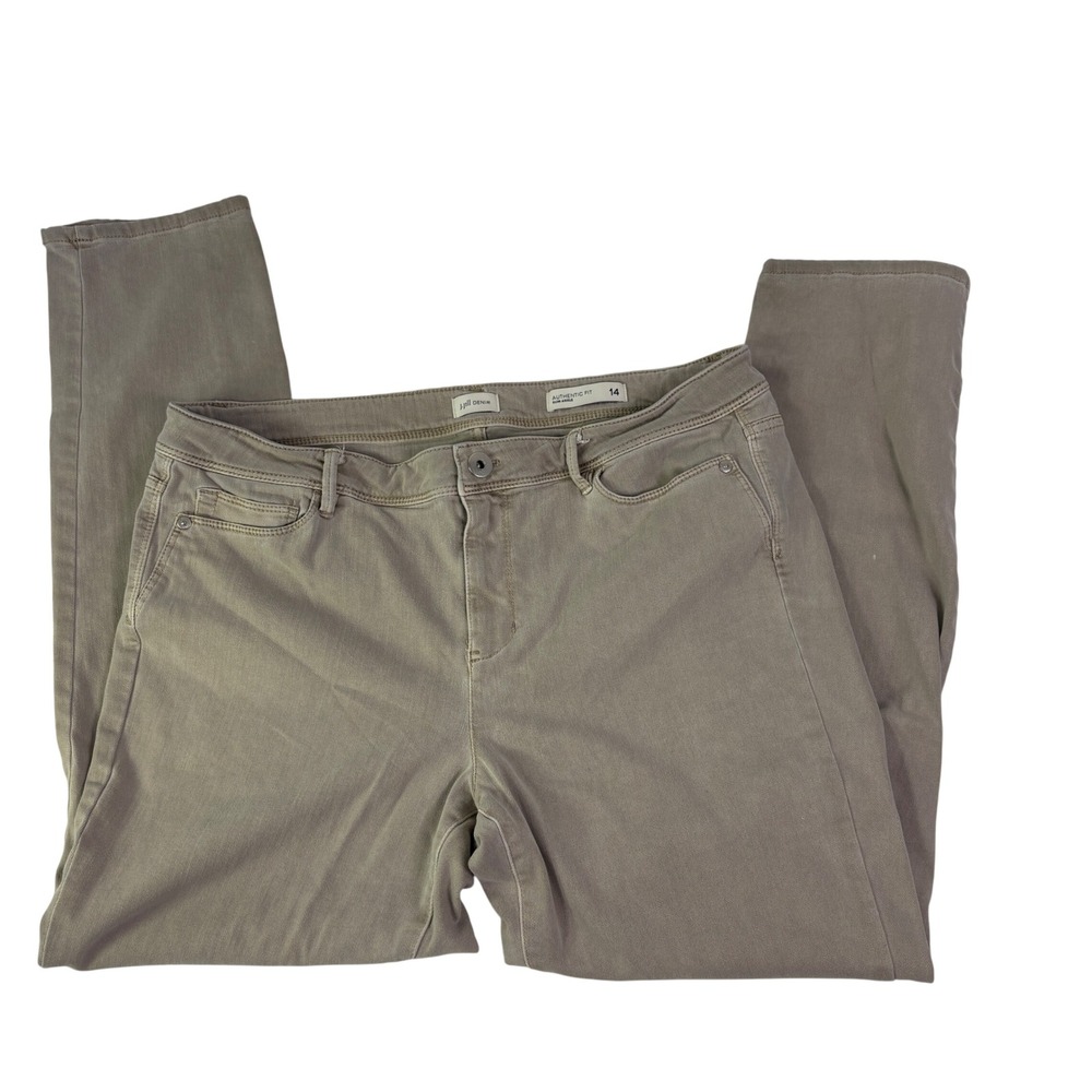 J. Jill Authentic Fit Slim Ankle Jeans Women's 14 Taupe Grey Mid Rise Stretch